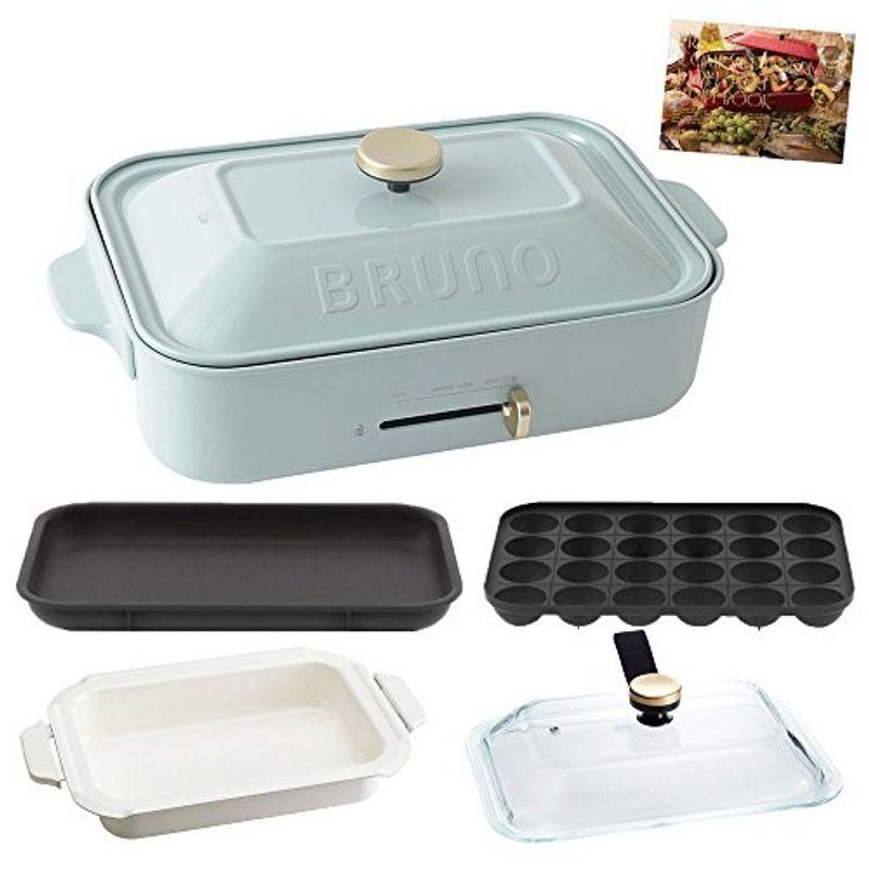 Lifegood 本体 Bruno プレート3種 平面 ブルーノ グラスリッド セラミックコート鍋 Lifegoodのbruno 本体 コンパクトホットプレート セラミックコート鍋 レシピブック付きブ たこ焼き