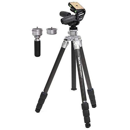 SLIK カーボン三脚 システムカーボン 74 4段 ナットロック式 3ウェイ雲台 アクセサリーポート装備 109281