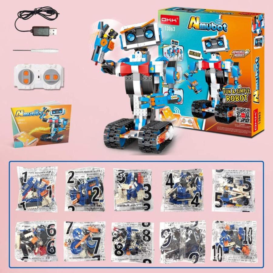 新しく着き 組み立てビルディングブロックロボット子供用ビルディングブロックおもちゃ リモートコントロールおよびapp制御エンジニアリングサイエンス教育組 Clone Beecorp Com Br