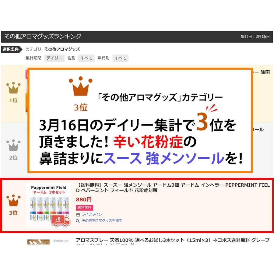 スースー 強メンソール ヤードム3個 ヤードム インへラー PEPPERMINT