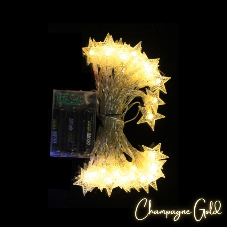 LEDイルミネーションライト 電池式 星型 スター ストレートライト 防雨