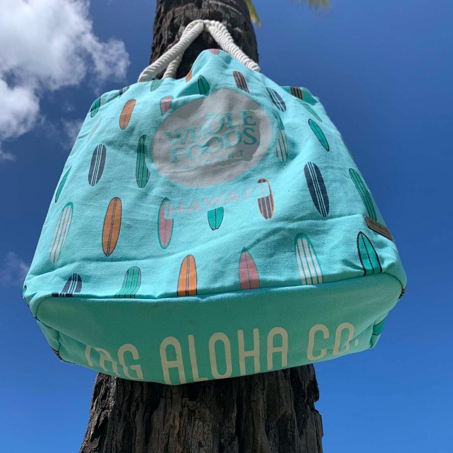 WHOLE FOODS MARKET ホールフーズマーケット ロープトートバッグ ハワイ限定 サーフボード柄 エメラルドグリーン / オーガニックコットン HAWAII[047] |  | 02