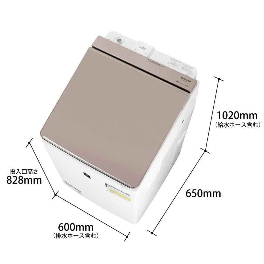 SHARP（シャープ） 縦型洗濯乾燥機 ES-PW8J-C 穴なし槽 COCORO WASH