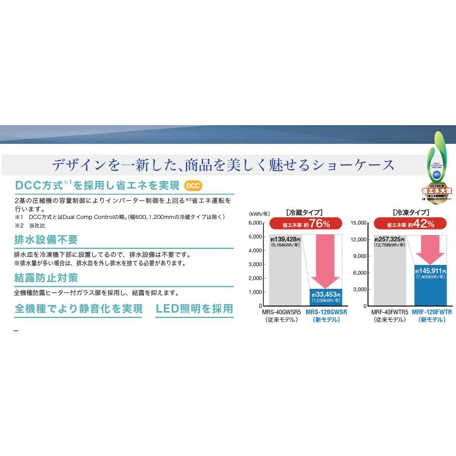 リーチイン冷蔵ショーケース フクシマガリレイ MRS-060GWSR 冷蔵297L 冷凍機内蔵型 スイング扉 幅600×奥行650×高さ1900(mm) 送料無料 新品 業務用｜life-marks｜03