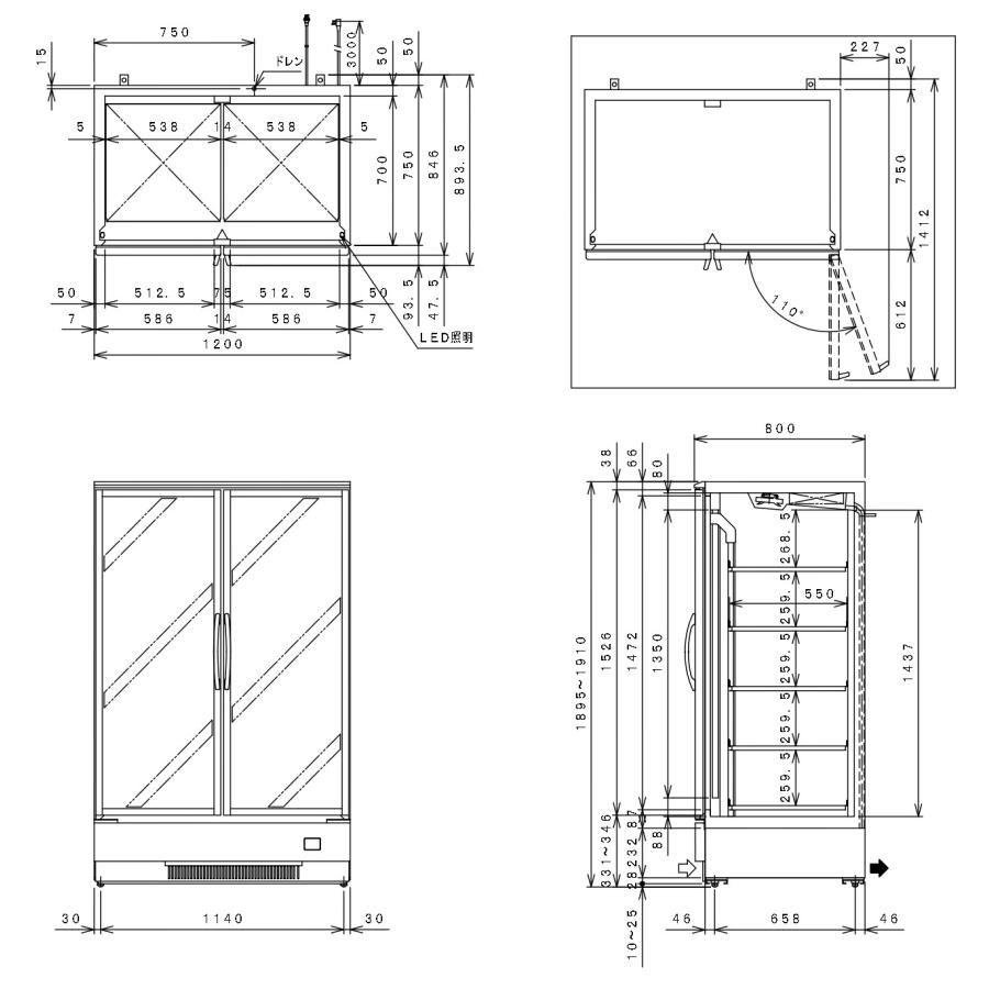 フクシマガリレイ リーチイン冷蔵ショーケース MRS-120GWSR1 フクシマガリレイ リーチイン冷蔵ショーケース MRS-120GWSR1
