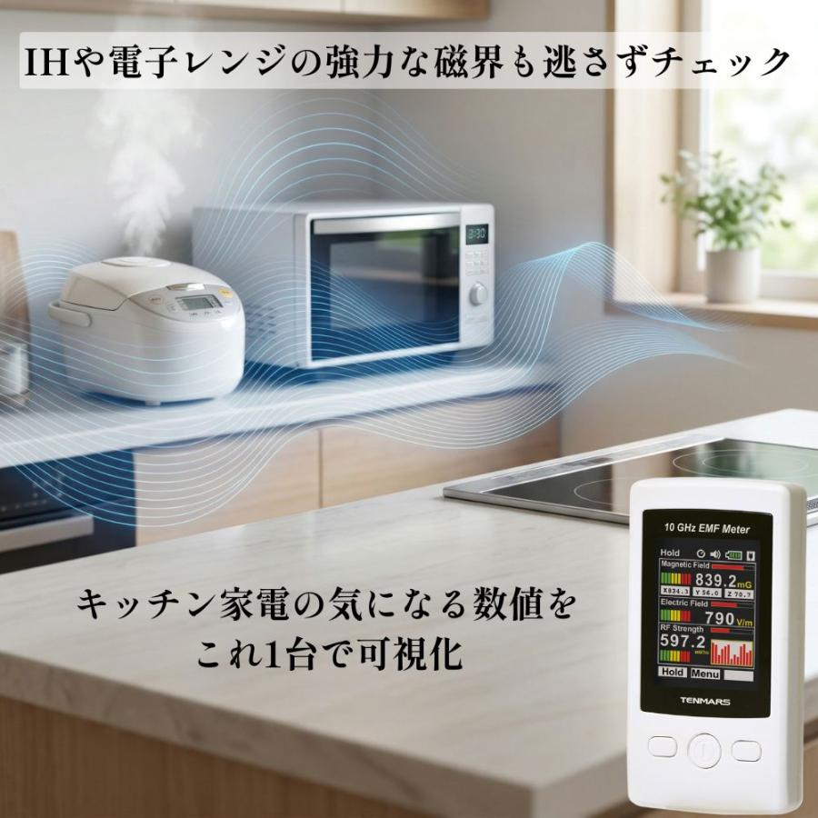 電磁波測定器 TENMARS TM-190T ( 10GHz対応 5G対策 上位モデル) 日本語