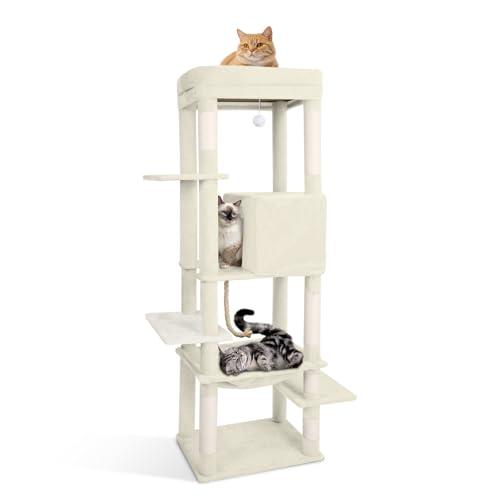 CozyMeow キャットタワー スリム 据え置き ハンモック キャット