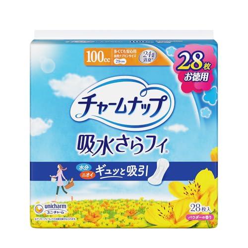 チャームナップ スーパージャンボパック 吸水さらフィ 多い時用 羽なし 100cc 29cm 28コ入 (尿 吸収ナプキン 尿もれパッド ナプキ