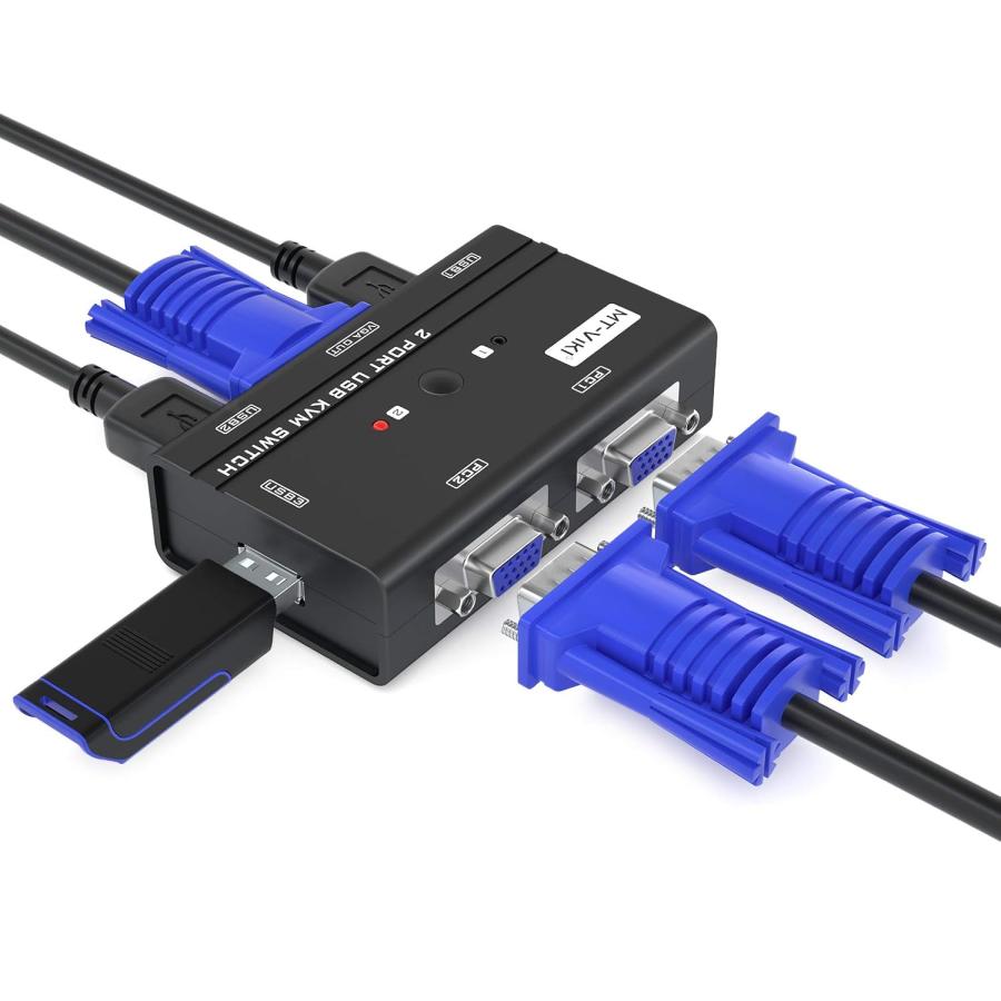 KVM VGA切替器 2ポートUSB2.0 MT-VIKI VGAスイッチ 2入力 パソコン