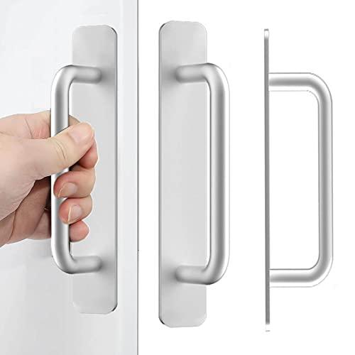 ドア取手 引き出し取手 2個セット 自己粘着式 シルバー ハンドル ノブ 両面テープ式 アルミニウム合金 戸棚引きハンドル 取っ手 引き戸開閉補 | 