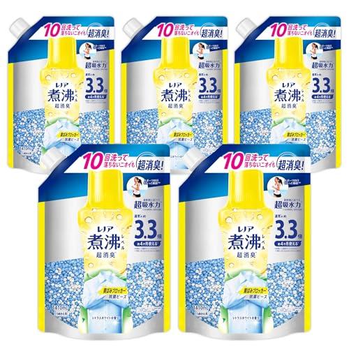 レノア 煮沸レベル消臭 抗菌ビーズ 黄ばみブロッカー シトラスホワイト 詰め替え 1410mL×5袋 大容量 ケース品 柔軟剤と一緒に使って長続（Yahoo!・Life select）