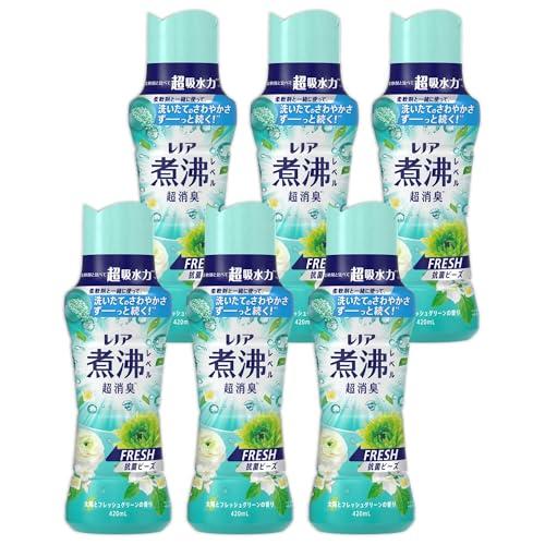 レノア 煮沸レベル超消臭* 抗菌ビーズ FRESH 太陽とフレッシュグリーンの香り 本体 420mL×6本 ケース品 柔軟剤と一緒に使って長続き（Yahoo!・Life select）