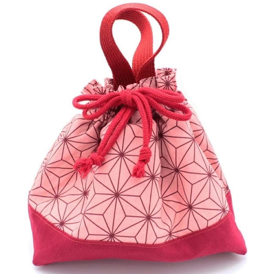 日本製 手作り ハンドメイド ランチバッグ 保冷バッグ クーラーバッグ 巾着 お弁当入れ シンプル 女の子 和柄 ピンク 麻の葉模様 Bag Life Shop Jyun 通販 Yahoo ショッピング