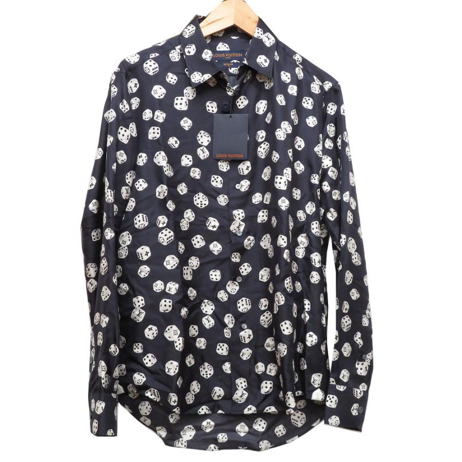 新品 ルイヴィトン ダイス柄 シルク 長袖シャツ サイコロ総柄 18AW