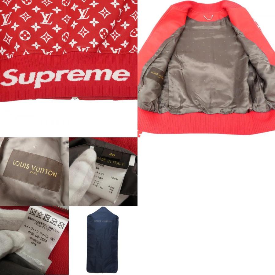 Buy Louis Vuitton 17AW x SUPREME LV Leather Baseball Jacket