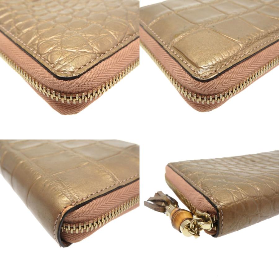 GUCCI グッチ クロコダイル バンブー ピンク 307984 ラウンド  