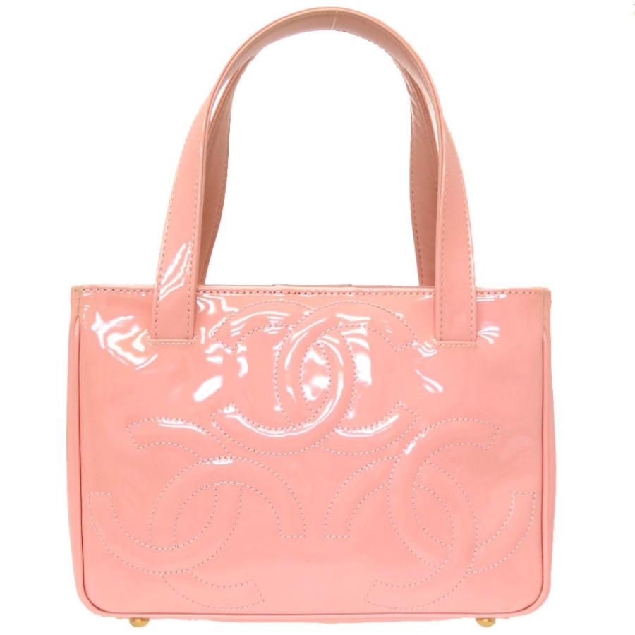 美品 シャネル エナメル ピンク トリプル ココマーク 9番台 