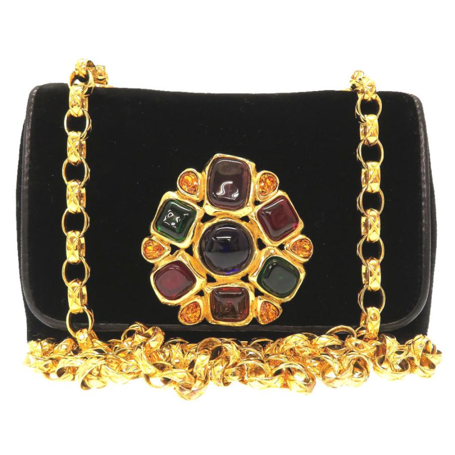 CHANEL（シャネル） 美品 マルチカラーストーン スエード ブラック 1 