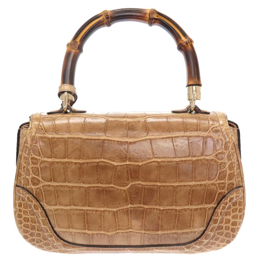 GUCCI 美品 グッチ クロコダイル バンブー ベージュ フリンジ 273800 