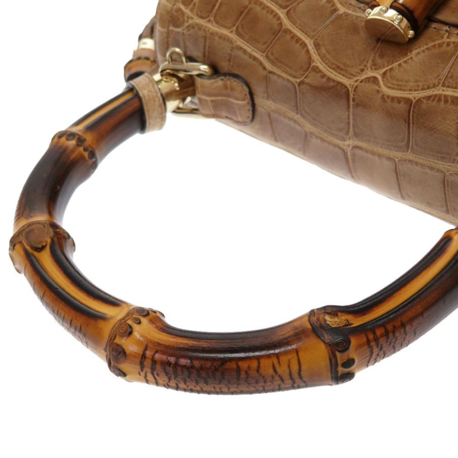 GUCCI 美品 グッチ クロコダイル バンブー ベージュ フリンジ 273800 