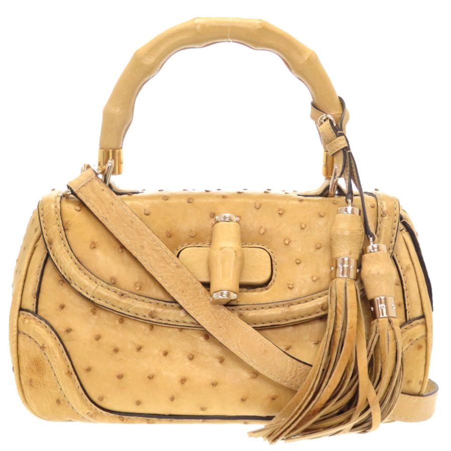 GUCCI 美品 グッチ オーストリッチ バンブー ベージュ フリンジ GUCCI 美品 グッチ オーストリッチ バンブー ベージュ フリンジ
