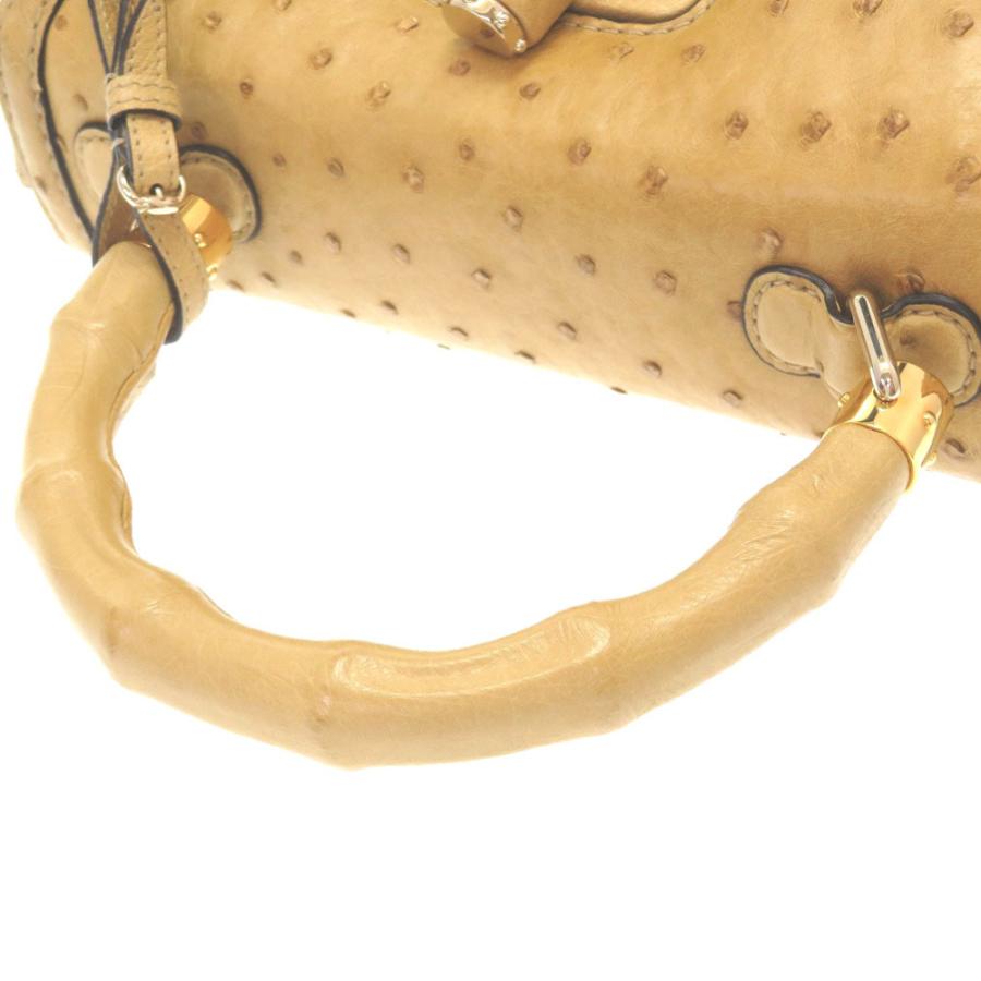 GUCCI（グッチ） 美品 オーストリッチ バンブー ベージュ フリンジ