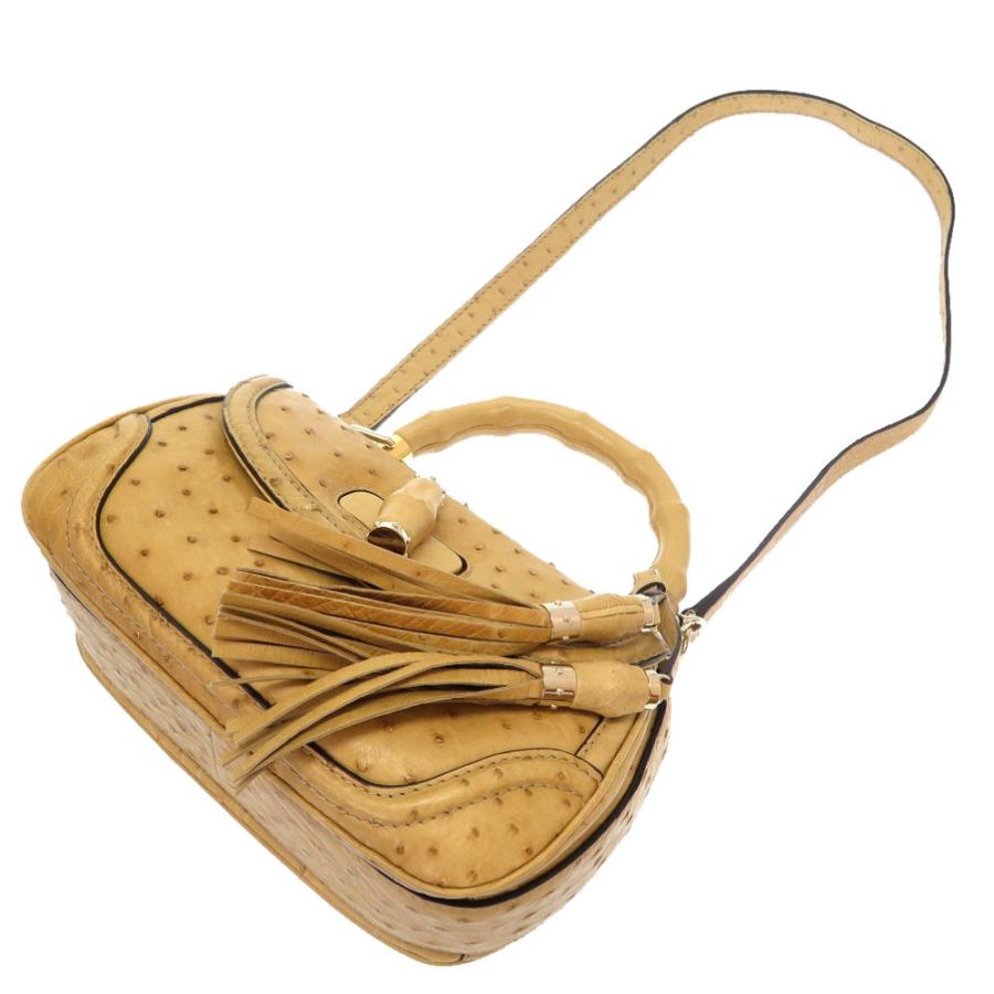 GUCCI（グッチ） 美品 オーストリッチ バンブー ベージュ フリンジ