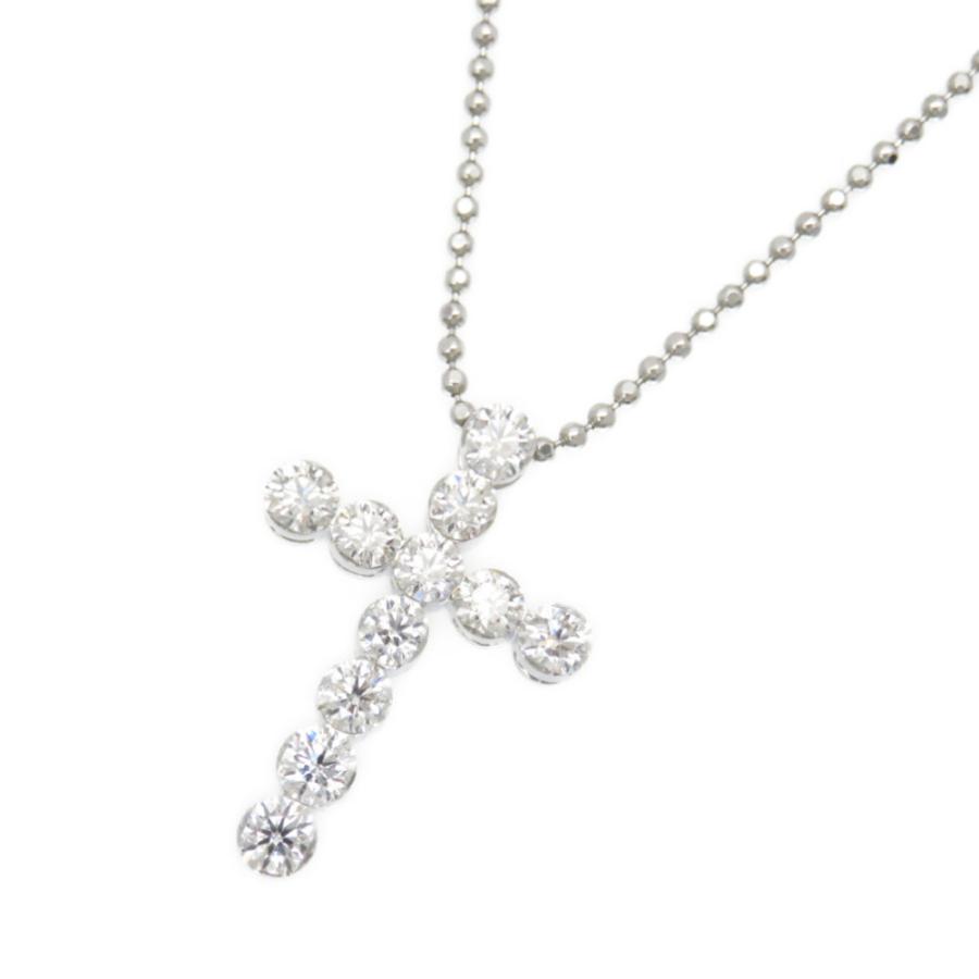 お試し価格 ネックレス クロス K18wg 1 00ct ダイヤモンド 新品同様 プラチナチェーン レディース 0035 アクセサリー Pt850 ネックレス ペンダント Hqpt Com