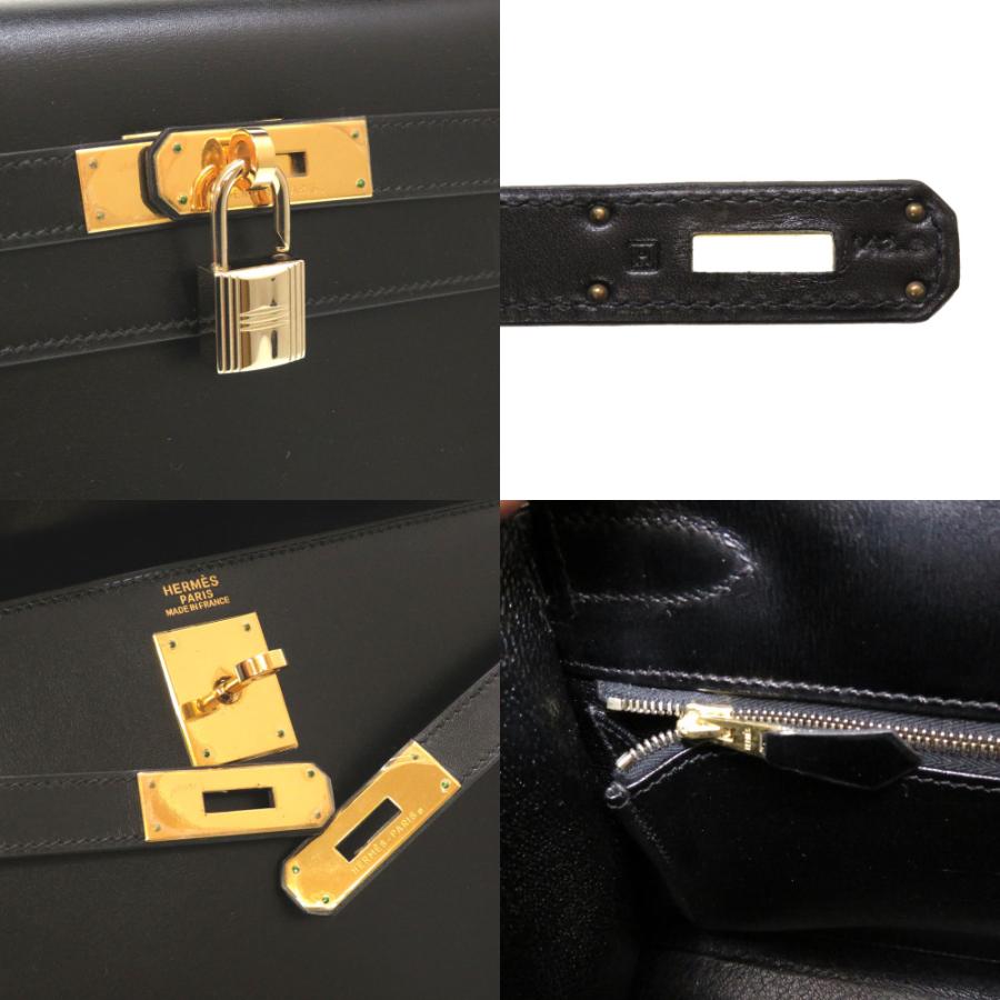 【美品】HERMÈS エルメス ケリー 32 ブラック ゴールド金具 HERMES エルメス ケリー32 ブラック/ゴールド色金具 ○W刻印