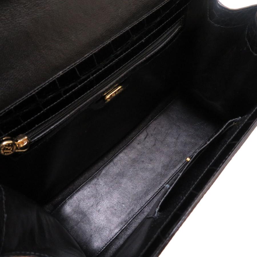 FENDI（フェンディ） 美品 クロコダイル ブラック ゴールド金具