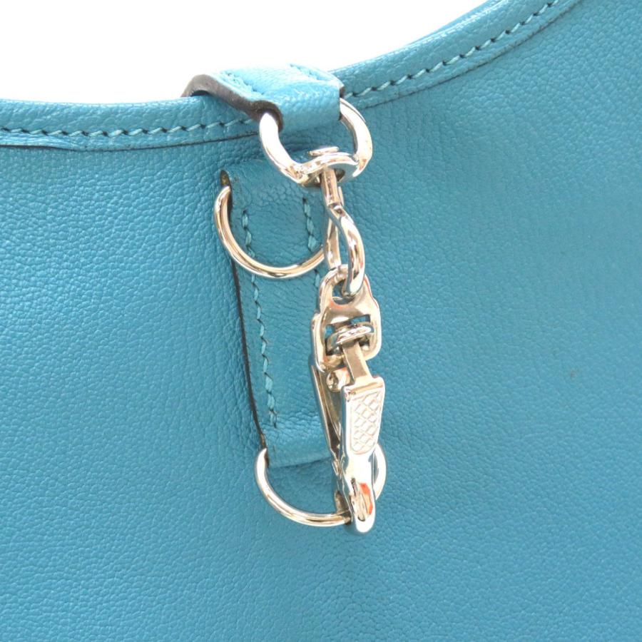 HERMES 美品 エルメス トリム24 シェーブル ターコイズ シルバー金具 