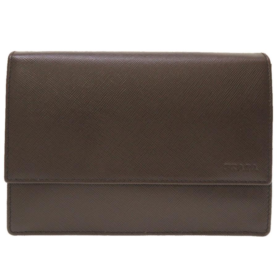 PRADA 未使用 プラダ サフィアーノレザー ブラウン 2M1359 二つ折り 