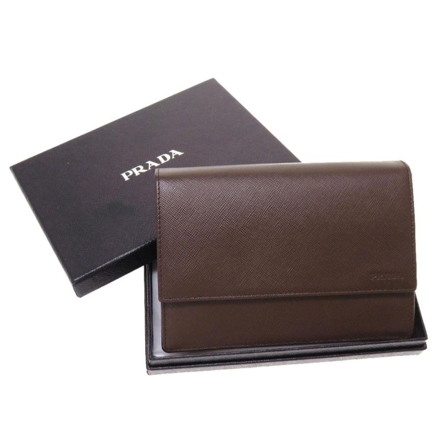 PRADA 未使用 プラダ サフィアーノレザー ブラウン 2M1359 二つ折り 