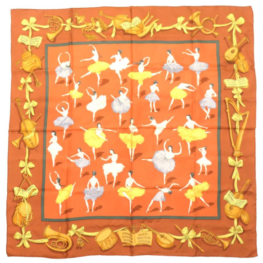 HERMES（エルメス） 美品 カレ90 ラ ダンス LA DANCE シルク ブラウン