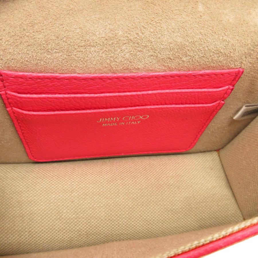 美品 ジミーチュウ フロリア スタースタッズ レザー ピンク チェーン