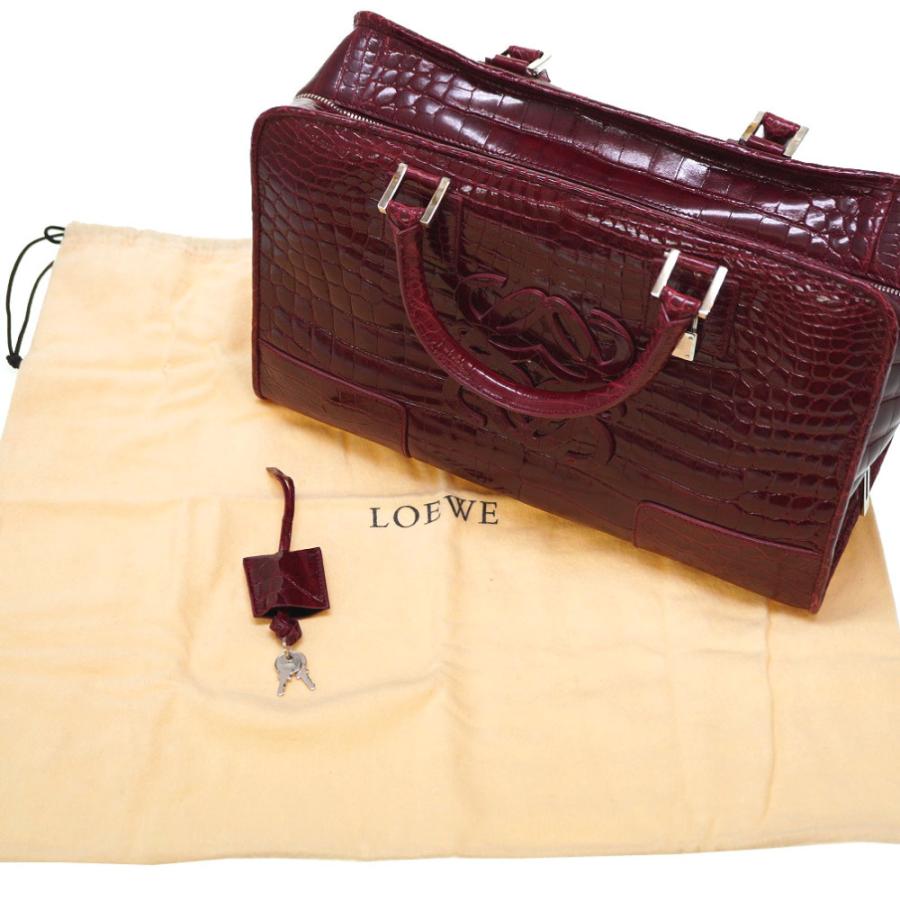 LOEWE ロエベ アマソナ36 クロコダイル ボルドー ハンドバッグ LOEWE ロエベ アマソナ36 クロコダイル ボルドー ハンドバッグ