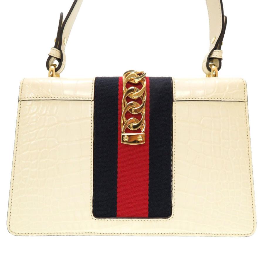 gucci バッグ シルヴィ GUCCI（グッチ） 新品同様 シルヴィスモール クロコダイル ホワイト