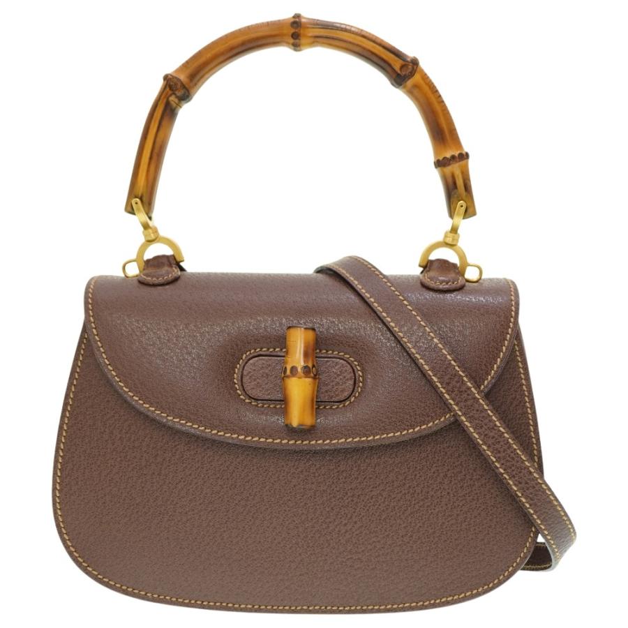 GUCCI 新品同様 グッチ バンブー ショルダー ハンドバッグ レザー 