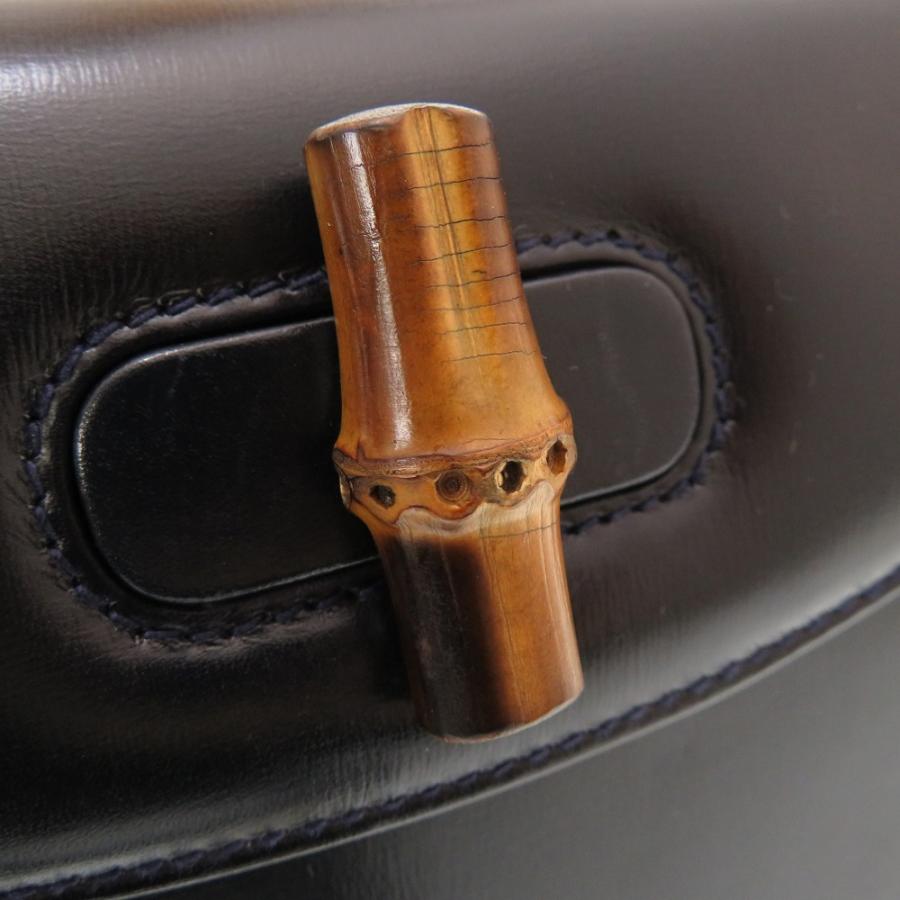 GUCCI 美品 グッチ バンブー レザー ネイビー 000 2046 0188