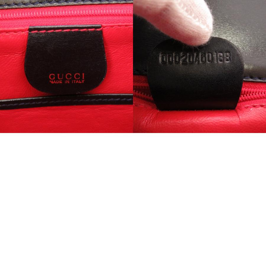 GUCCI 美品 グッチ バンブー レザー ネイビー 000 2046 0188