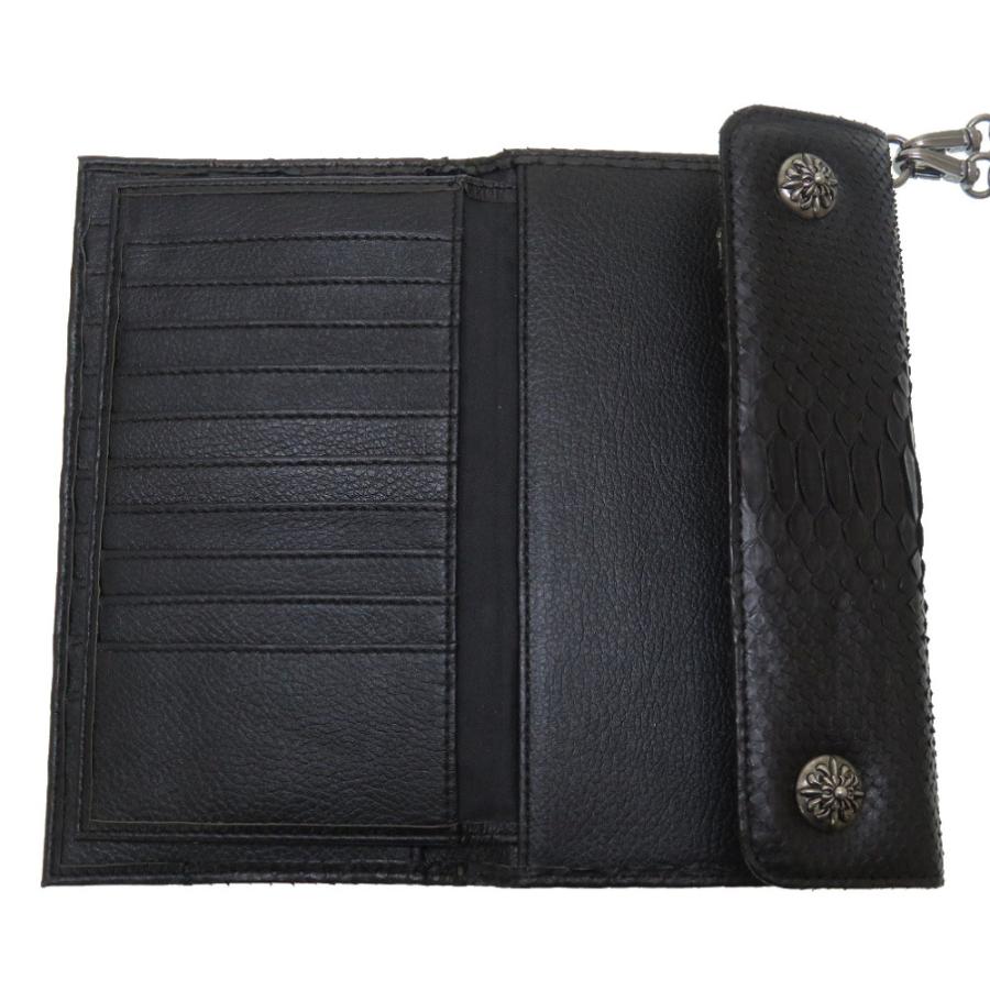 未使用 CrowZ パイソン ブラック シルバーチェーンウォレット 長財布