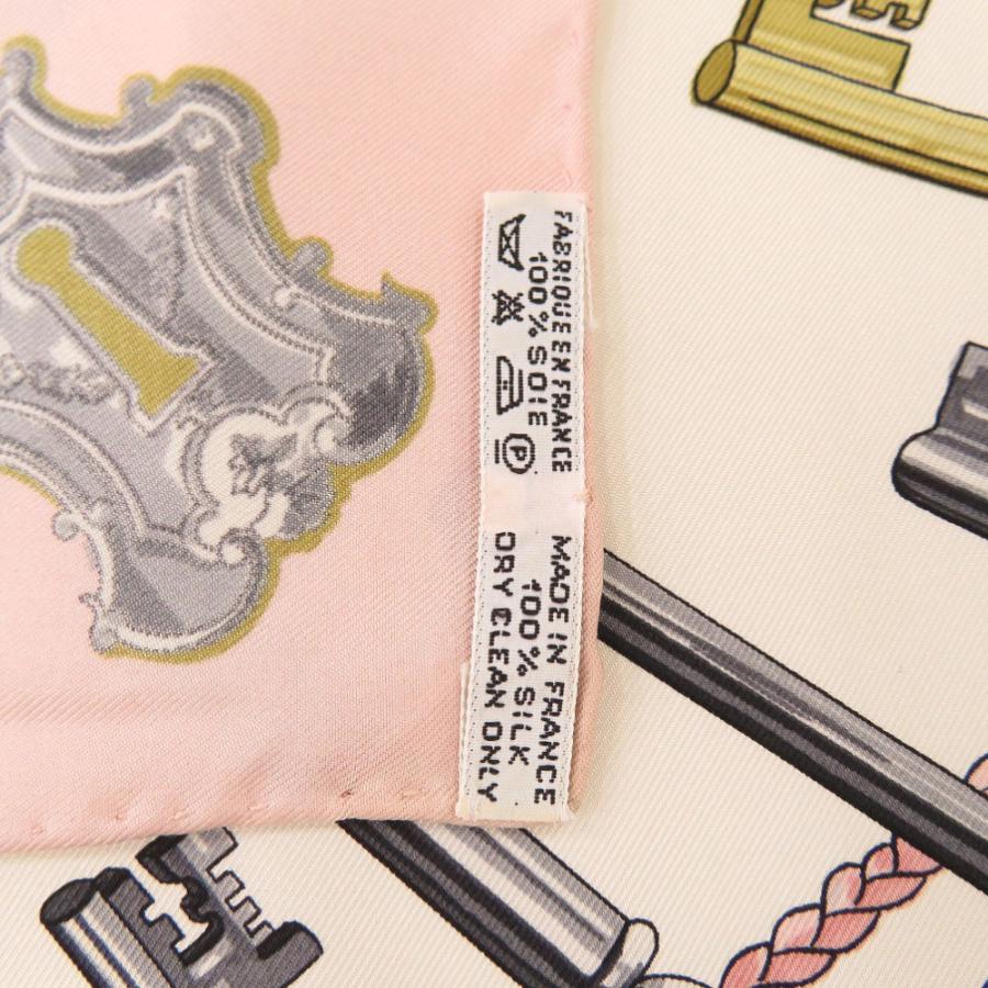 HERMES エルメス カレ90 LES CLES 鍵柄 シルク ピンク マルチ HERMES エルメス カレ90 LES CLES 鍵柄 シルク ピンク マルチ