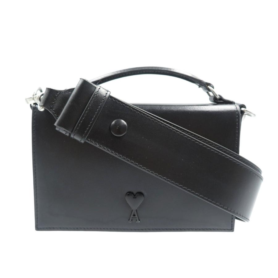 アミパリス ランチボックス レザー シルバー金具 ブラック