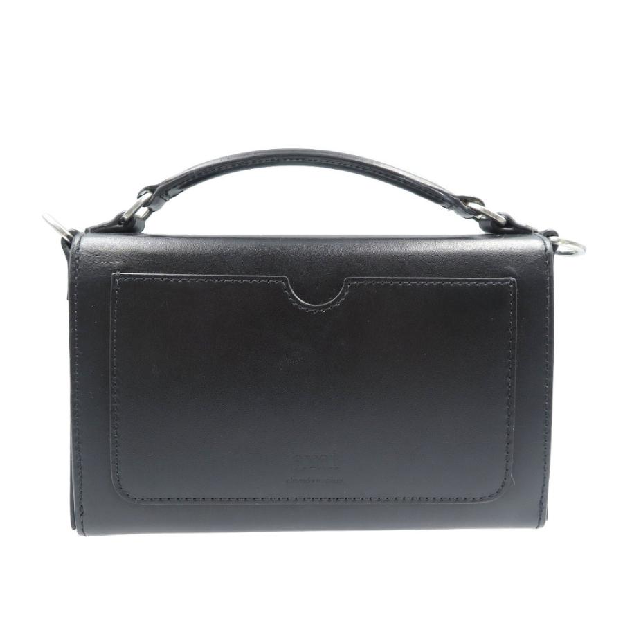 アミパリス ランチボックス レザー シルバー金具 ブラック