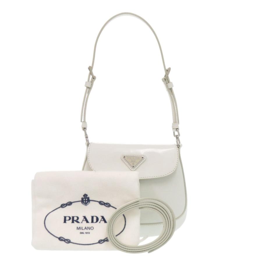 未使用 プラダ SPAZZOLATO 1BH188 トライアングルロゴ レザー ホワイト 2way ショルダーバッグ 白 0372【中古】PRADA PRADA（プラダ） 未使用 SPAZZOLATO 1BH188 トライアングルロゴ レザー