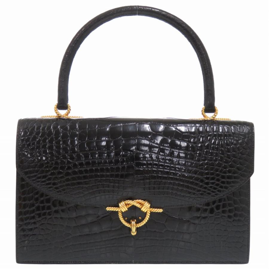 HERMES 美品 エルメス コルドリエール アリゲーター ブラック ゴールド  