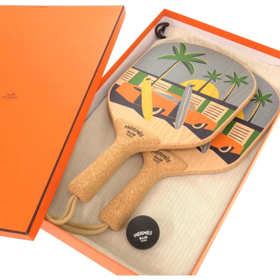 未使用 エルメス アプレ ラ ヴァーグ エルメス ビーチラケット ホビー コルク マルチカラー 0904 HERMES_1