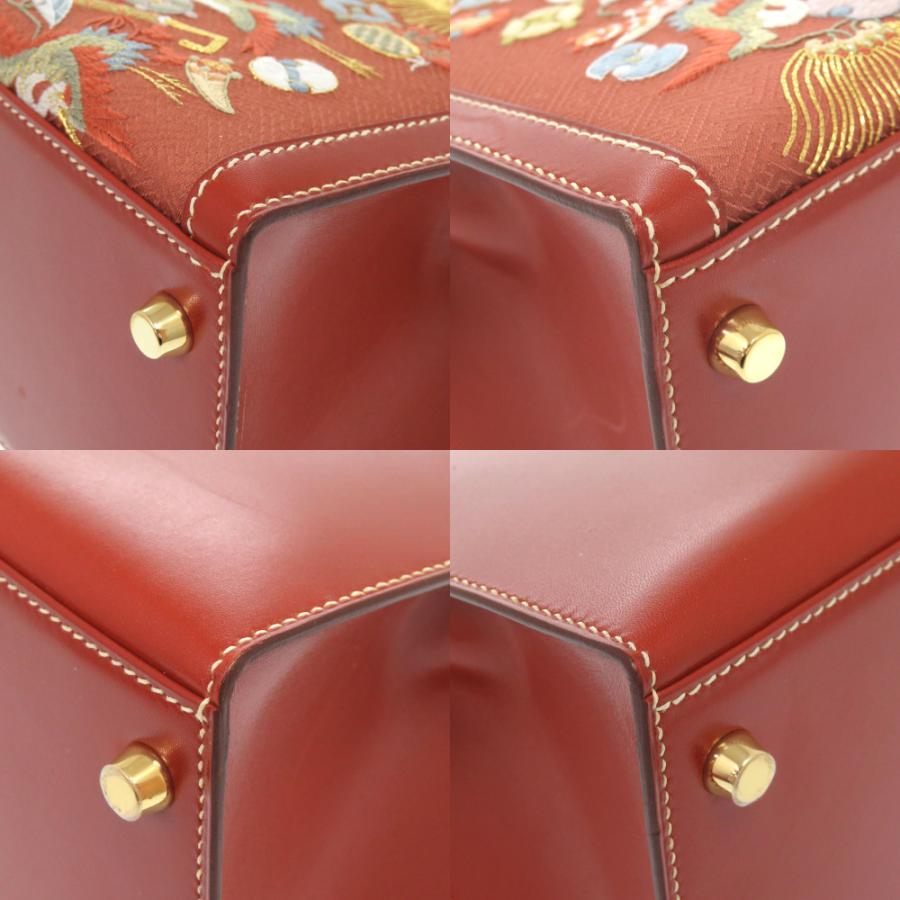 HERMES 美品 エルメス ケリー28 外縫い 京刺繍 着物 ボックス