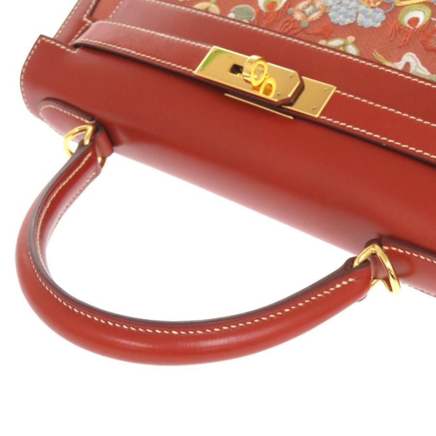 HERMES 美品 エルメス ケリー28 外縫い 京刺繍 着物 ボックスカーフ