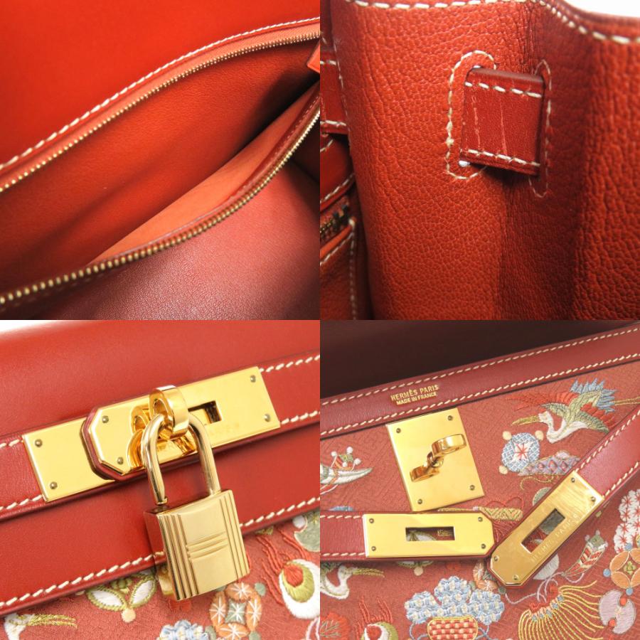 HERMES 美品 エルメス ケリー28 外縫い 京刺繍 着物 ボックス